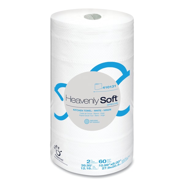 Papernet Heavenly Soft Perforated Roll Paper Towels, 2 Ply, 60 Sheets, 40 ft, White 410131 - main